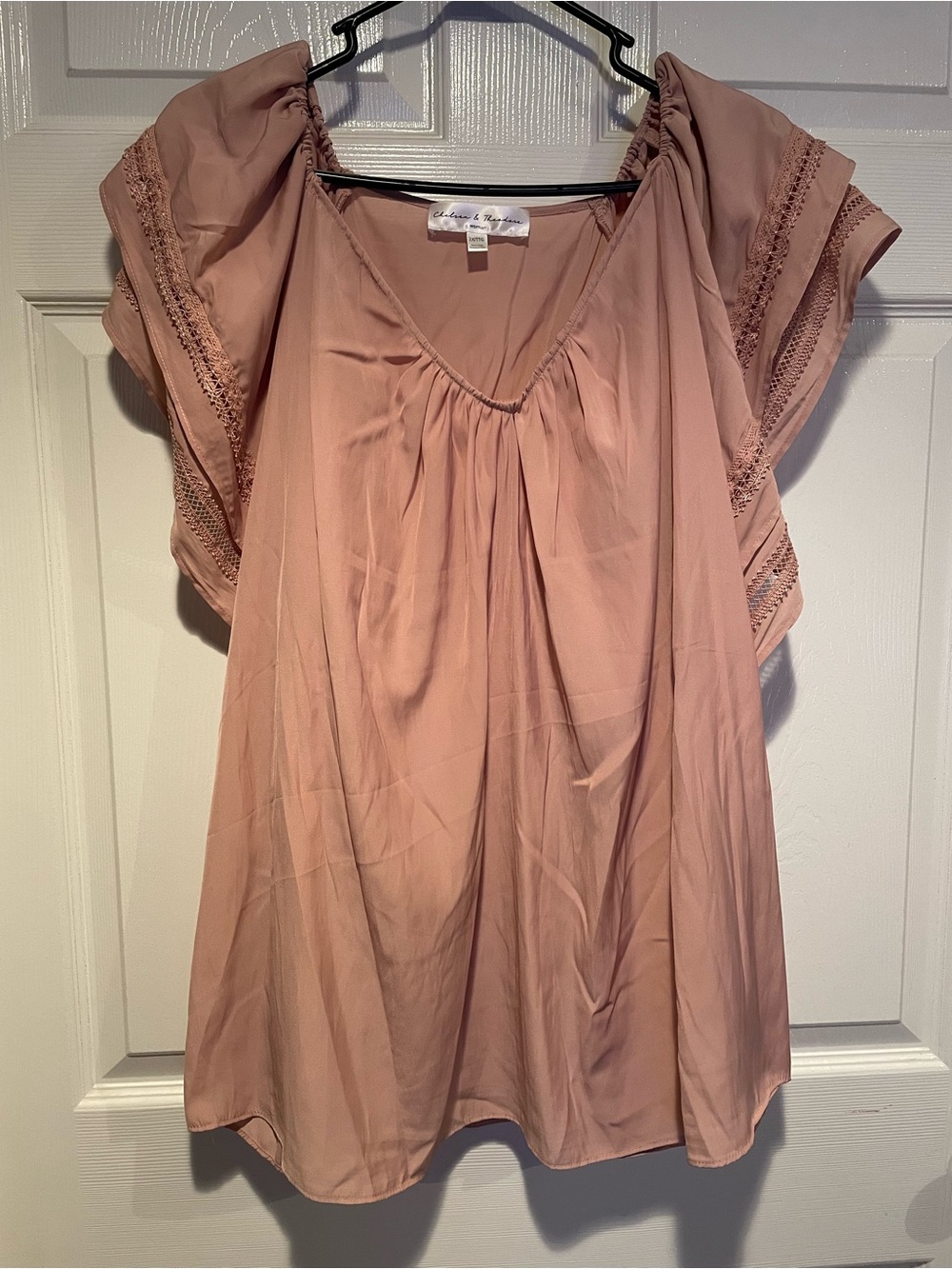 Chelsea & Theodore Dusty Rose Flutter Sleeve Tunic